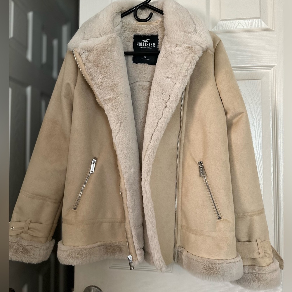 Suede cream moto jacket